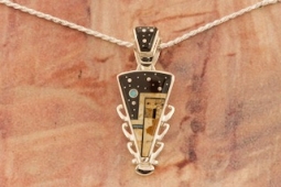 New Design! Calvin Begay Starry Night at the Pueblo Sterling Silver Pendant